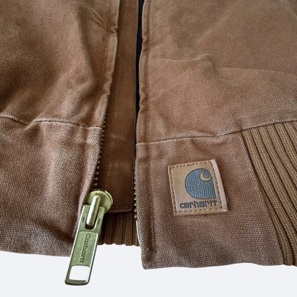 Vtg Carhartt Santa Fe Jacket Mens XL Brown J14 Faded Canvas Quilted 90s - Picture 8 of 16